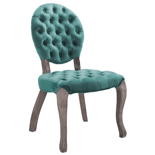 Modway Outlet Exhibit French Vintage Dining Performance Velvet Side Chair by Modway  Bar and Dining Furniture Teal - EEI-3365-TEA