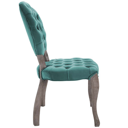 Modway Outlet Exhibit French Vintage Dining Performance Velvet Side Chair by Modway  Bar and Dining Furniture Teal - EEI-3365-TEA