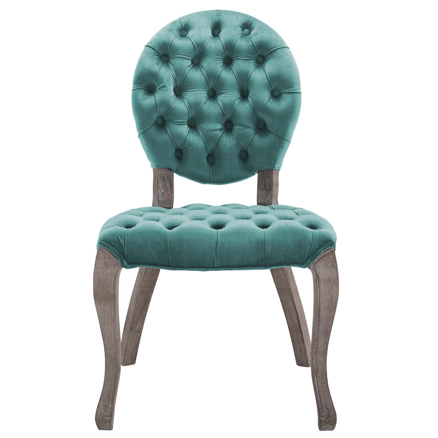 Modway Outlet Exhibit French Vintage Dining Performance Velvet Side Chair by Modway  Bar and Dining Furniture Teal - EEI-3365-TEA