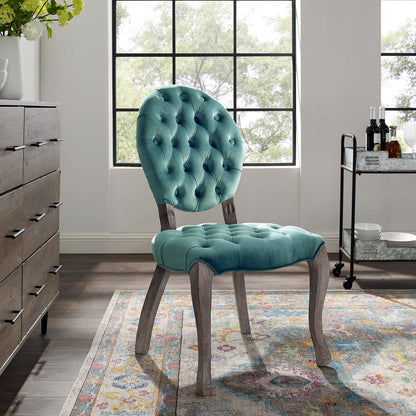 Modway Outlet Exhibit French Vintage Dining Performance Velvet Side Chair by Modway  Bar and Dining Furniture Teal - EEI-3365-TEA