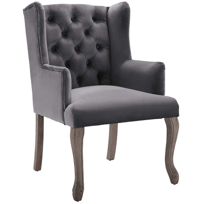 Modway Outlet Realm French Vintage Dining Performance Velvet Armchair by Modway  Bar and Dining Furniture Gray - EEI-3366-GRY
