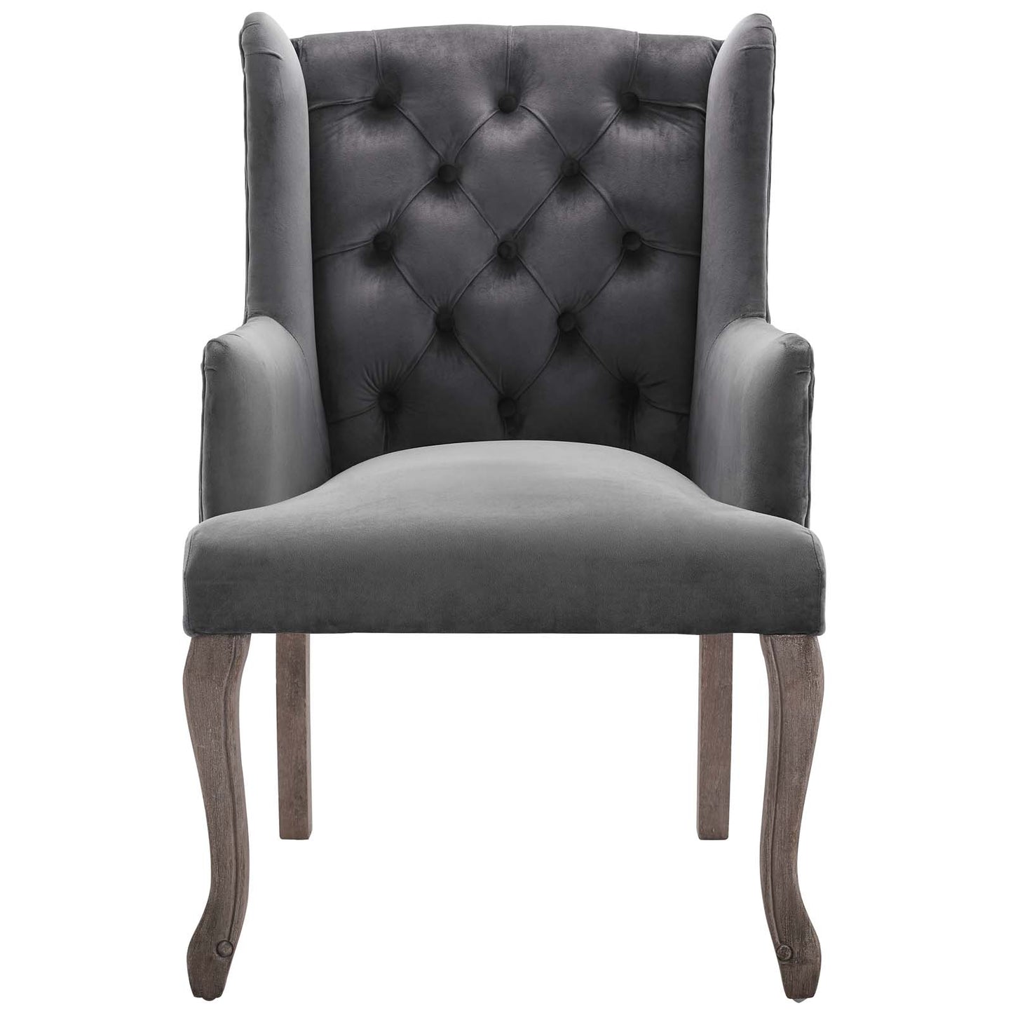 Modway Outlet Realm French Vintage Dining Performance Velvet Armchair by Modway  Bar and Dining Furniture Gray - EEI-3366-GRY