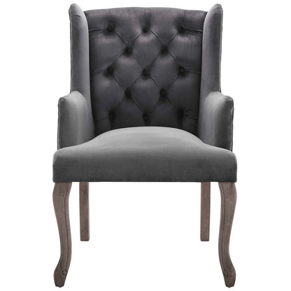 Modway Outlet Realm French Vintage Dining Performance Velvet Armchair by Modway  Bar and Dining Furniture Gray - EEI-3366-GRY
