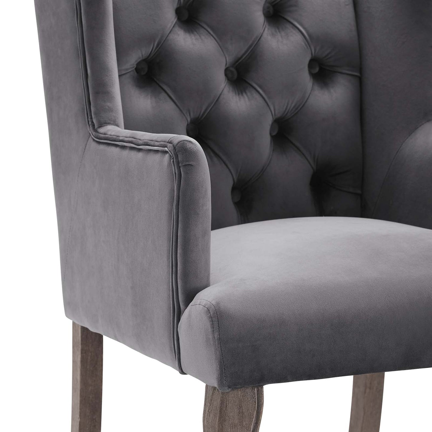 Modway Outlet Realm French Vintage Dining Performance Velvet Armchair by Modway  Bar and Dining Furniture Gray - EEI-3366-GRY