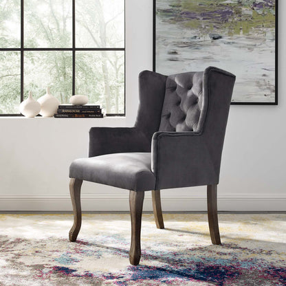 Modway Outlet Realm French Vintage Dining Performance Velvet Armchair by Modway  Bar and Dining Furniture Gray - EEI-3366-GRY
