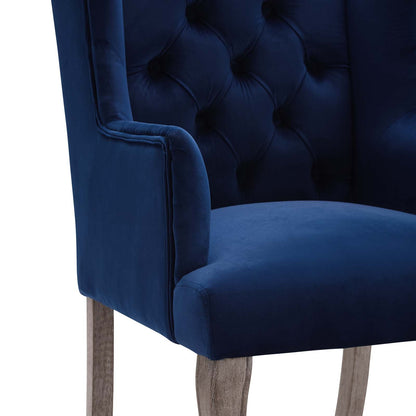 Modway Outlet Realm French Vintage Dining Performance Velvet Armchair by Modway  Bar and Dining Furniture Navy - EEI-3366-NAV