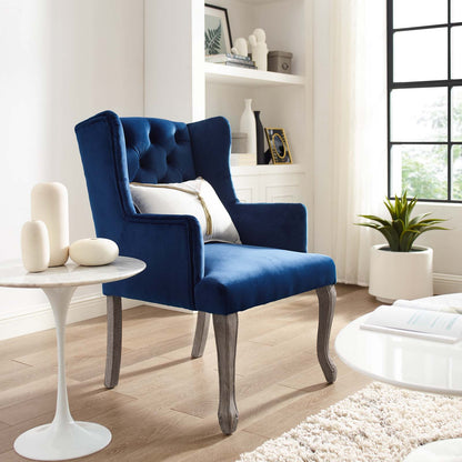 Modway Outlet Realm French Vintage Dining Performance Velvet Armchair by Modway  Bar and Dining Furniture Navy - EEI-3366-NAV