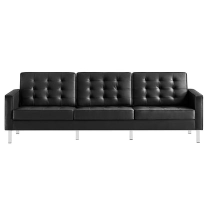 Modway - Loft Tufted Vegan Leather Sofa by Modway  Living Room Sofas and Armchairs Black - EEI-3385-SLV-BLK