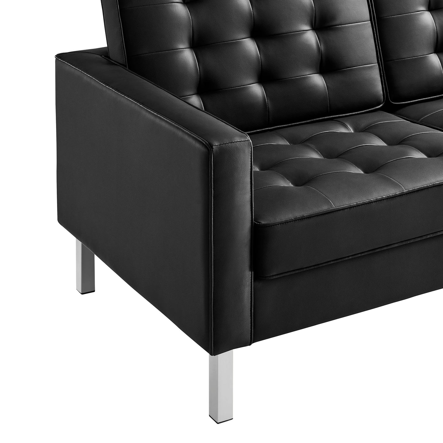 Modway - Loft Tufted Vegan Leather Sofa by Modway  Living Room Sofas and Armchairs Black - EEI-3385-SLV-BLK