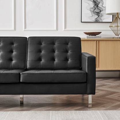 Modway - Loft Tufted Vegan Leather Sofa by Modway  Living Room Sofas and Armchairs Black - EEI-3385-SLV-BLK