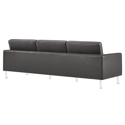 Modway - Loft Tufted Vegan Leather Sofa and Ottoman Set by Modway  Living Room Sofas and Armchairs Gray - EEI-6410-SLV-GRY-SET