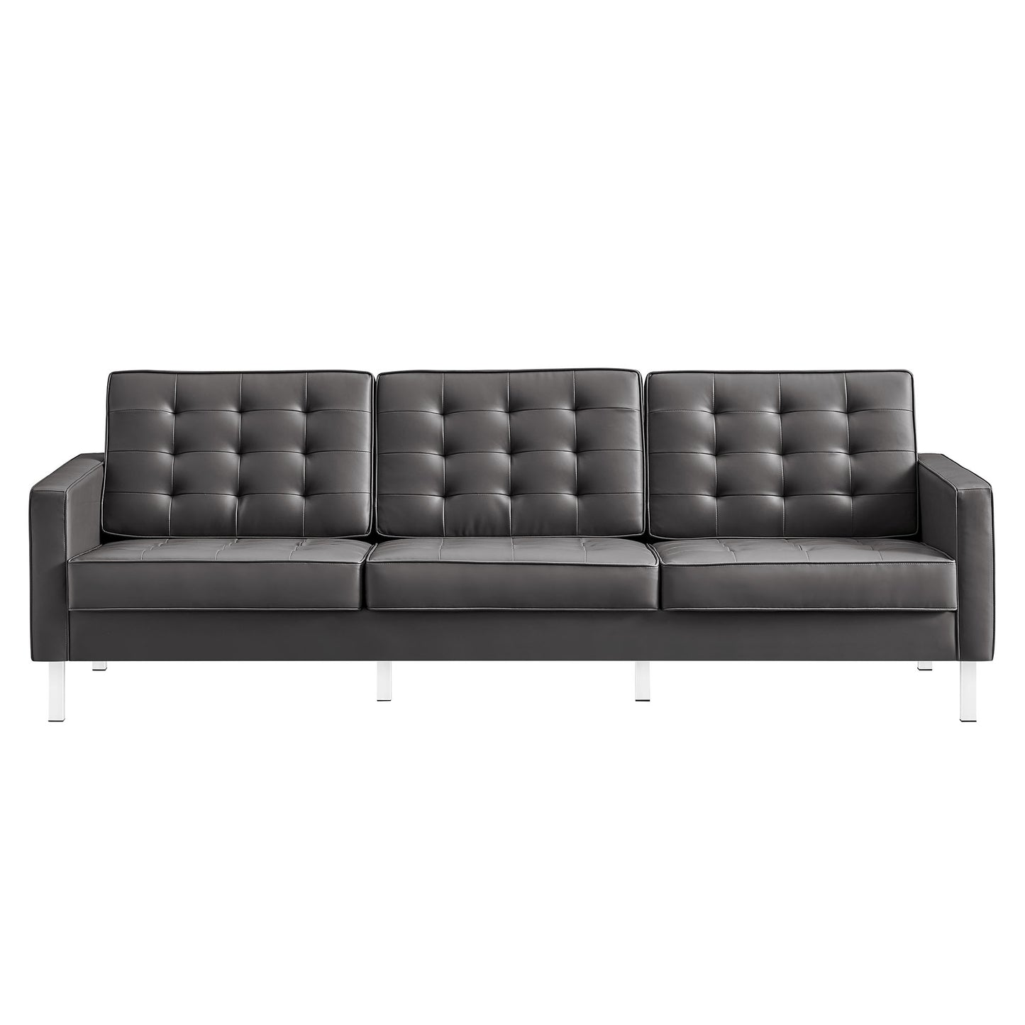 Modway - Loft Tufted Vegan Leather Sofa by Modway  Living Room Sofas and Armchairs Gray - EEI-3385-SLV-GRY