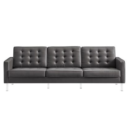 Modway - Loft Tufted Vegan Leather Sofa by Modway  Living Room Sofas and Armchairs Gray - EEI-3385-SLV-GRY