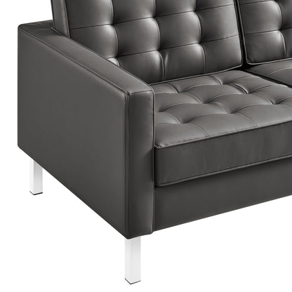 Modway - Loft Tufted Vegan Leather Sofa by Modway  Living Room Sofas and Armchairs Gray - EEI-3385-SLV-GRY