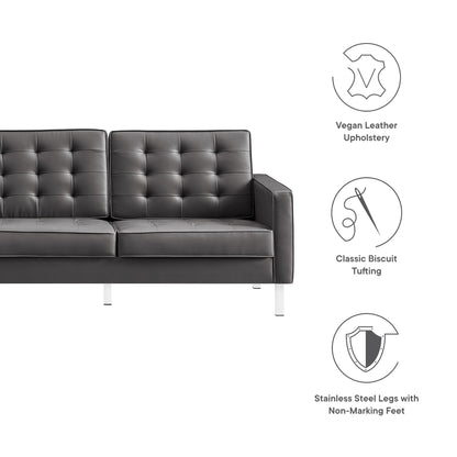 Modway - Loft Tufted Vegan Leather Sofa by Modway  Living Room Sofas and Armchairs Gray - EEI-3385-SLV-GRY
