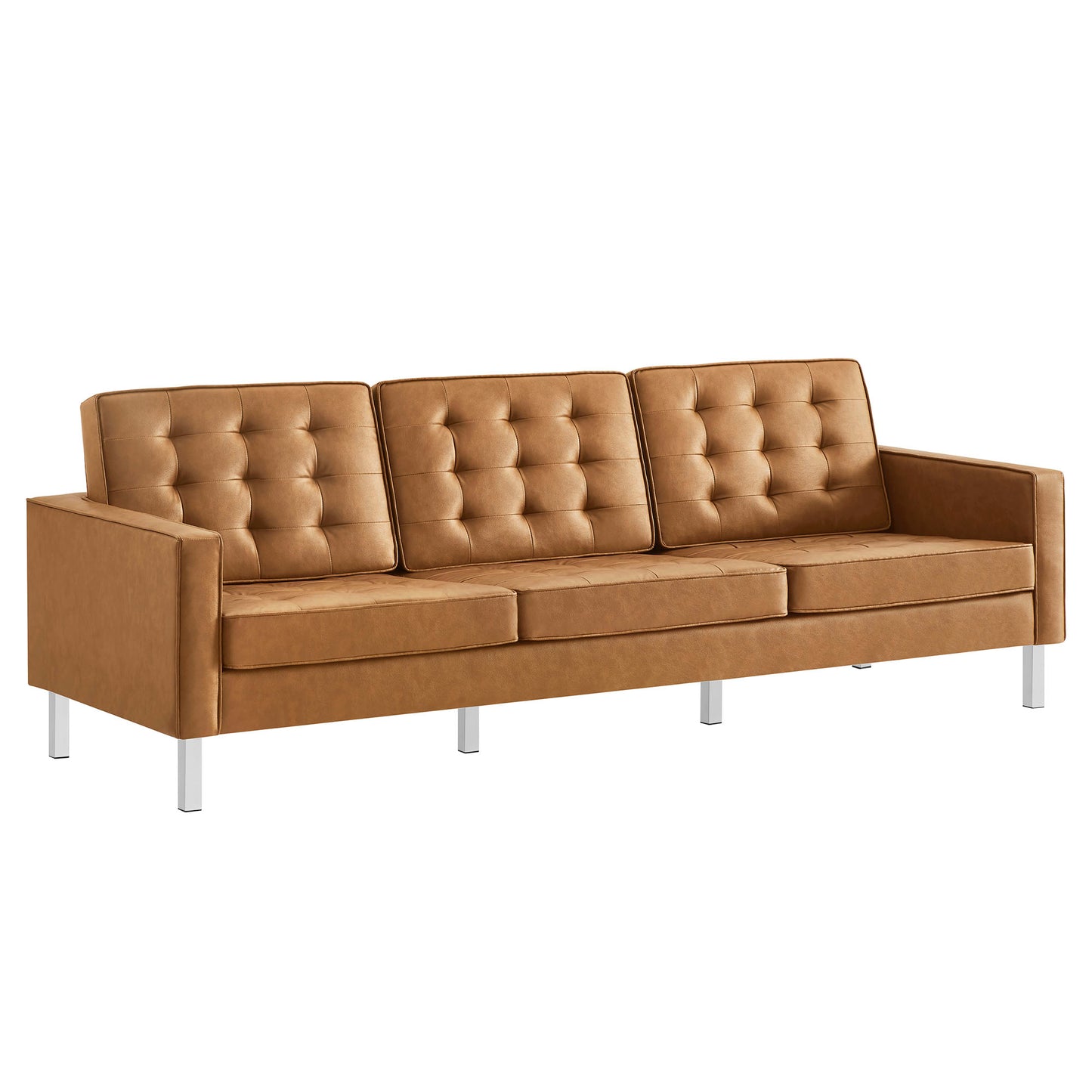 Modway - Loft Tufted Vegan Leather Sofa by Modway  Living Room Sofas and Armchairs Brown - EEI-3385-SLV-TAN