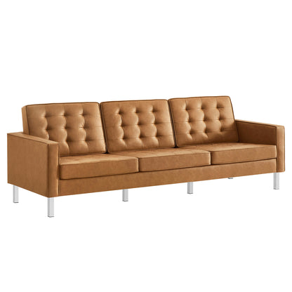 Modway - Loft Tufted Vegan Leather Sofa by Modway  Living Room Sofas and Armchairs Brown - EEI-3385-SLV-TAN