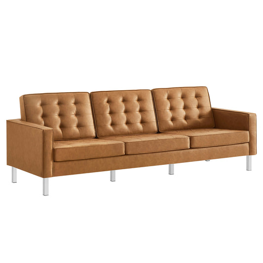 Modway - Loft Tufted Vegan Leather Sofa by Modway  Living Room Sofas and Armchairs Brown - EEI-3385-SLV-TAN