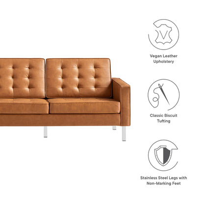 Modway - Loft Tufted Vegan Leather Sofa by Modway  Living Room Sofas and Armchairs Brown - EEI-3385-SLV-TAN
