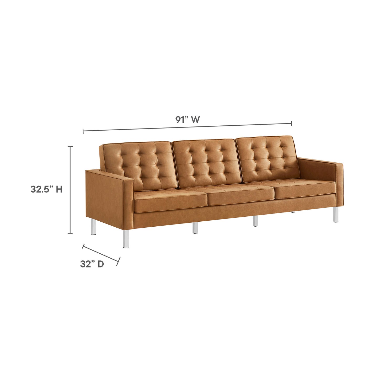 Modway - Loft Tufted Vegan Leather Sofa by Modway  Living Room Sofas and Armchairs Brown - EEI-3385-SLV-TAN