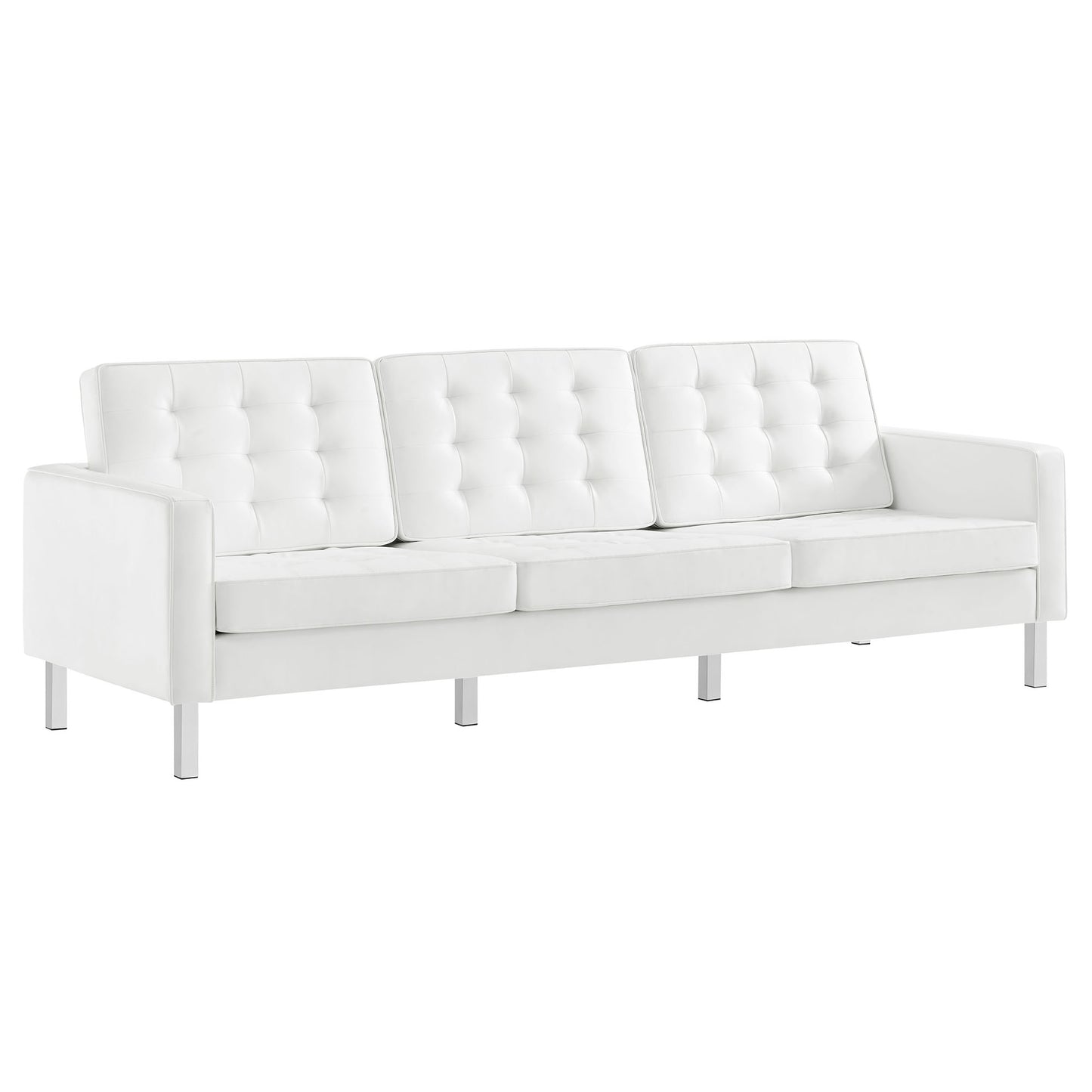 Modway - Loft Tufted Vegan Leather Sofa by Modway  Living Room Sofas and Armchairs White - EEI-3385-SLV-WHI
