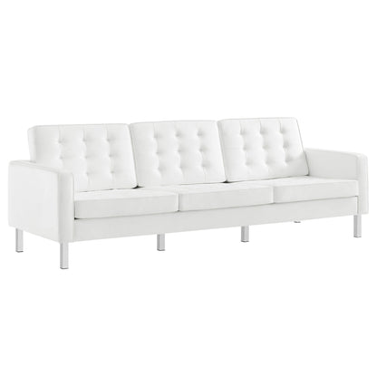 Modway - Loft Tufted Vegan Leather Sofa by Modway  Living Room Sofas and Armchairs White - EEI-3385-SLV-WHI