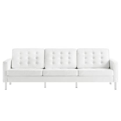 Modway - Loft Tufted Vegan Leather Sofa by Modway  Living Room Sofas and Armchairs White - EEI-3385-SLV-WHI