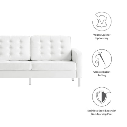 Modway - Loft Tufted Vegan Leather Sofa by Modway  Living Room Sofas and Armchairs White - EEI-3385-SLV-WHI