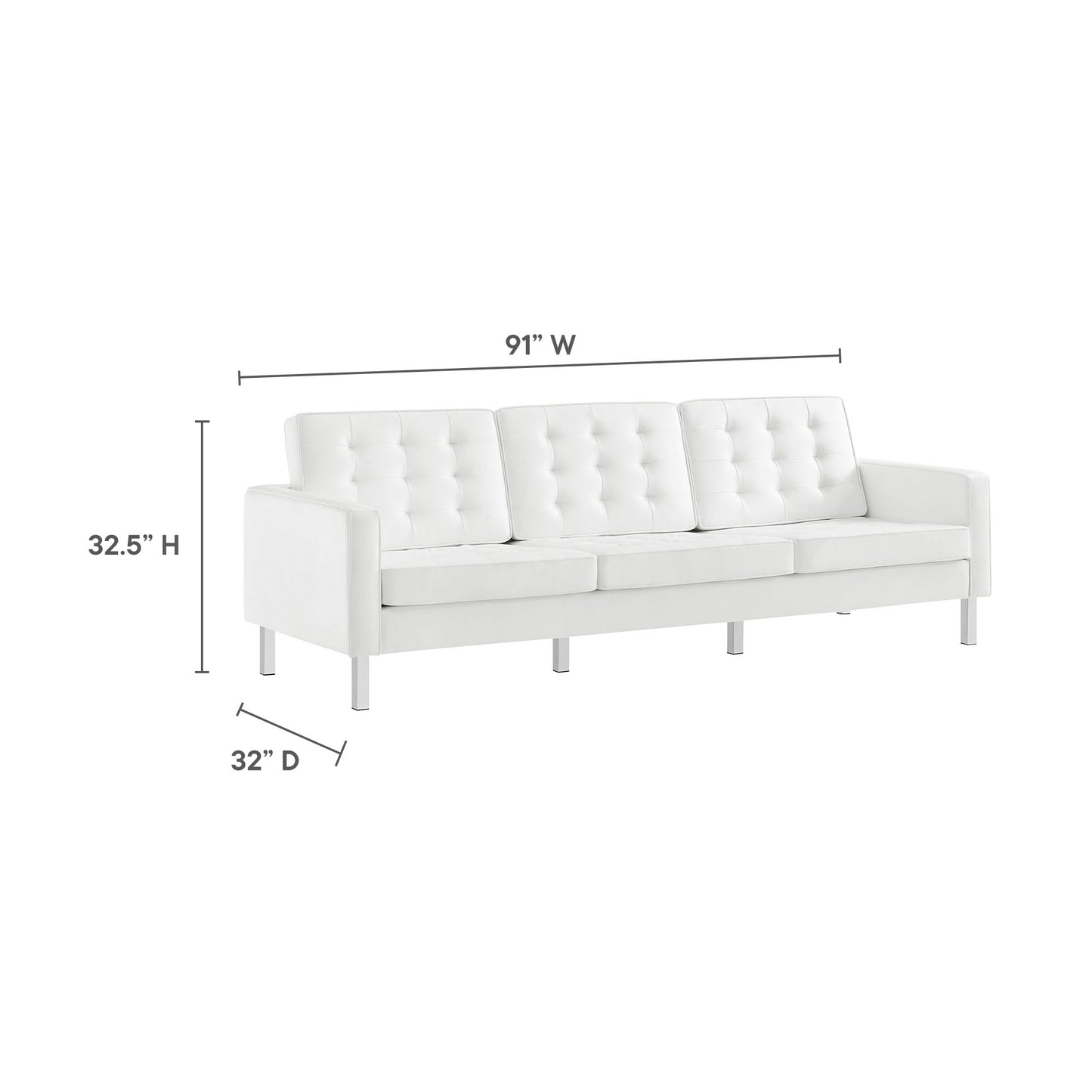 Modway - Loft Tufted Vegan Leather Sofa by Modway  Living Room Sofas and Armchairs White - EEI-3385-SLV-WHI