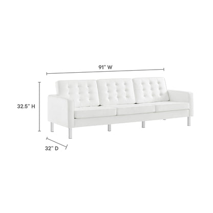 Modway - Loft Tufted Vegan Leather Sofa by Modway  Living Room Sofas and Armchairs White - EEI-3385-SLV-WHI