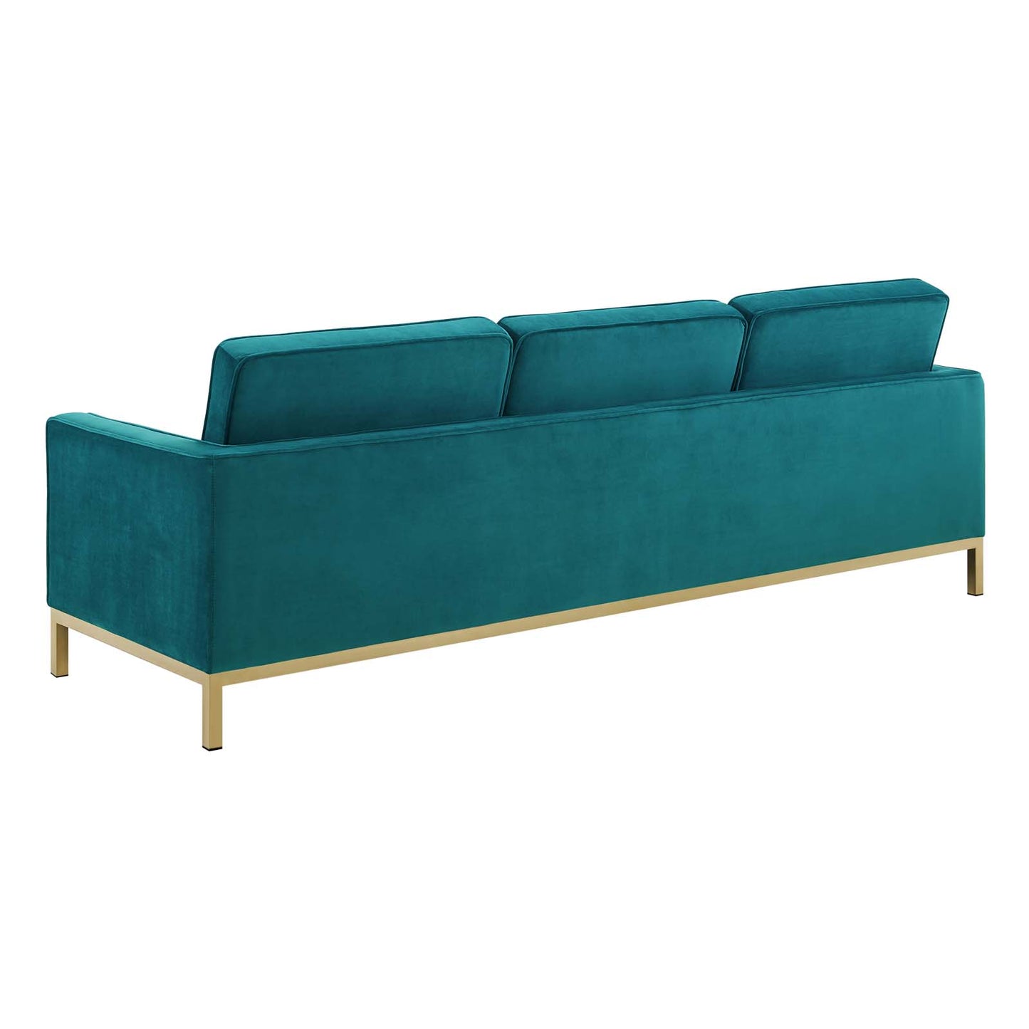 Modway Outlet Loft Gold Stainless Steel Leg Performance Velvet Sofa by Modway  Living Room Furniture Gold Teal - EEI-3387-GLD-TEA