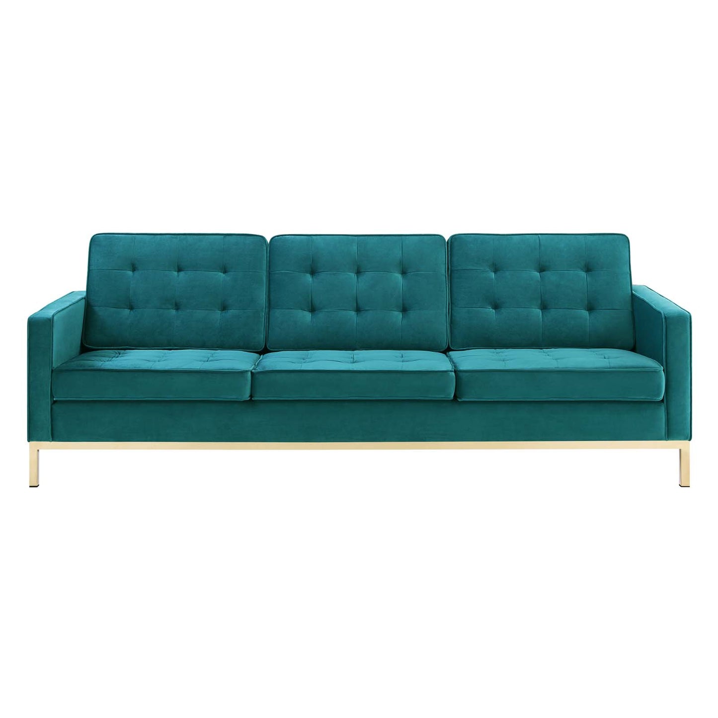 Modway Outlet Loft Gold Stainless Steel Leg Performance Velvet Sofa by Modway  Living Room Furniture Gold Teal - EEI-3387-GLD-TEA