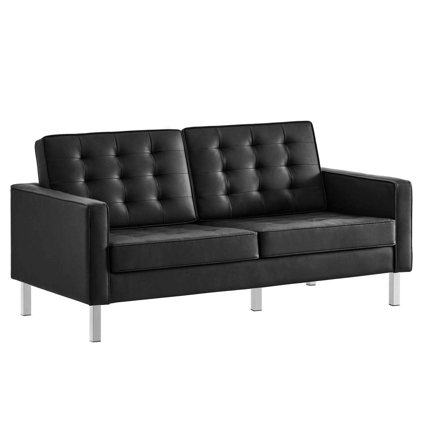 Modway - Loft Tufted Vegan Leather Loveseat by Modway  Living Room Sofas and Armchairs Black - EEI-3388-SLV-BLK