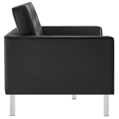 Modway - Loft Tufted Vegan Leather Loveseat by Modway  Living Room Sofas and Armchairs Black - EEI-3388-SLV-BLK