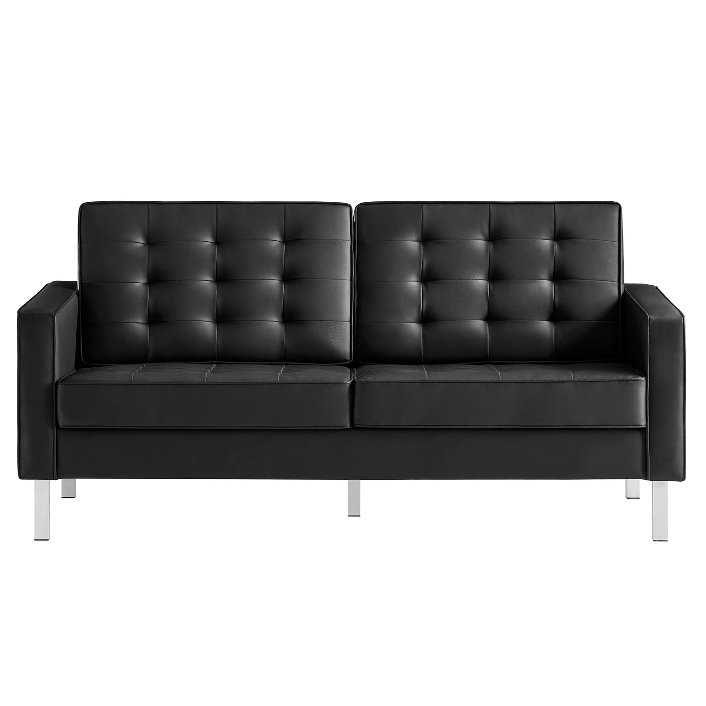 Modway - Loft Tufted Vegan Leather Loveseat by Modway  Living Room Sofas and Armchairs Black - EEI-3388-SLV-BLK