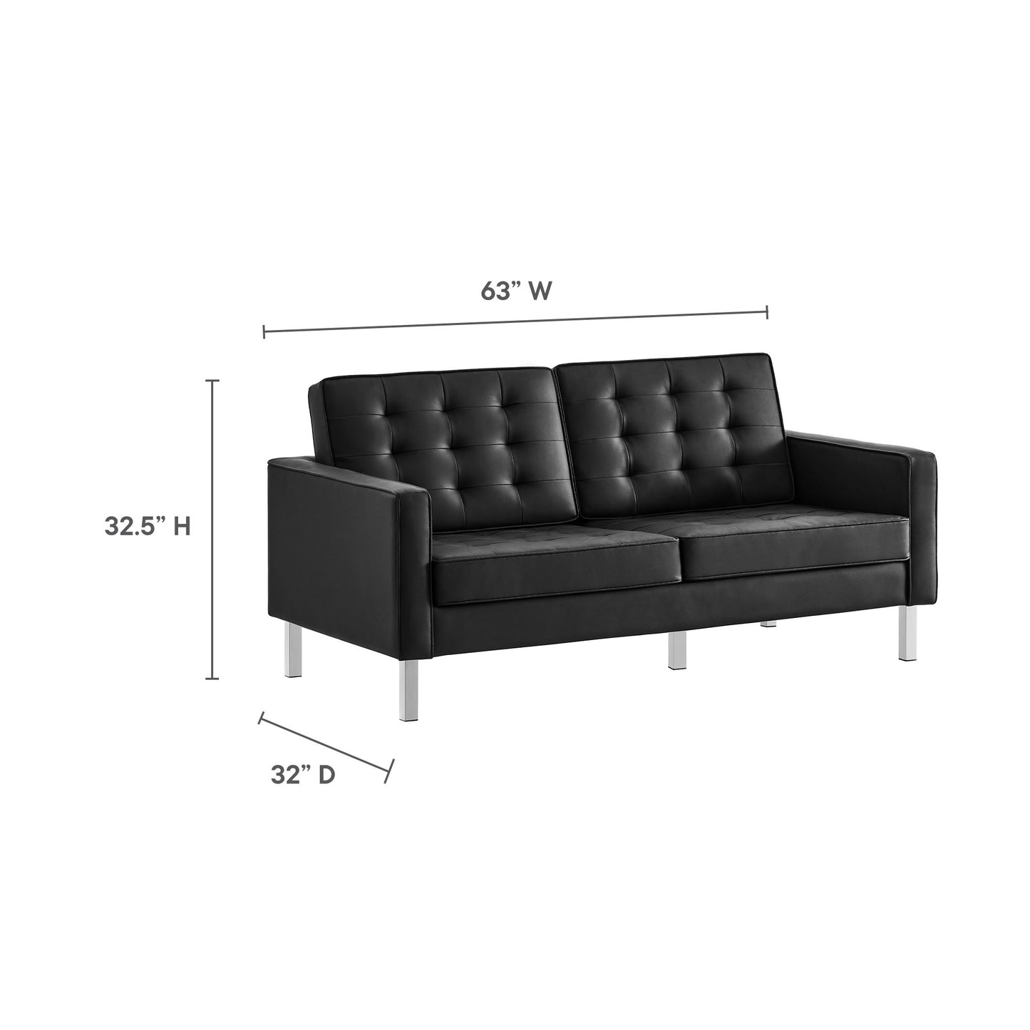 Modway - Loft Tufted Vegan Leather Loveseat by Modway  Living Room Sofas and Armchairs Black - EEI-3388-SLV-BLK