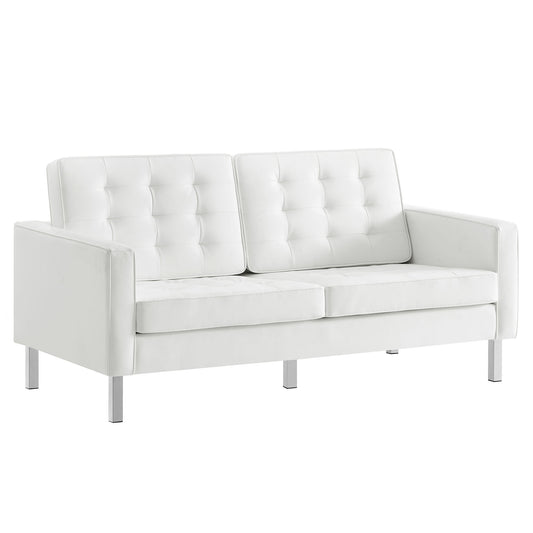 Modway - Loft Tufted Vegan Leather Loveseat by Modway  Living Room Sofas and Armchairs White - EEI-3388-SLV-WHI