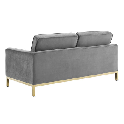 Modway Outlet Loft Gold Stainless Steel Leg Performance Velvet Loveseat by Modway  Living Room Furniture Gold Gray - EEI-3390-GLD-GRY