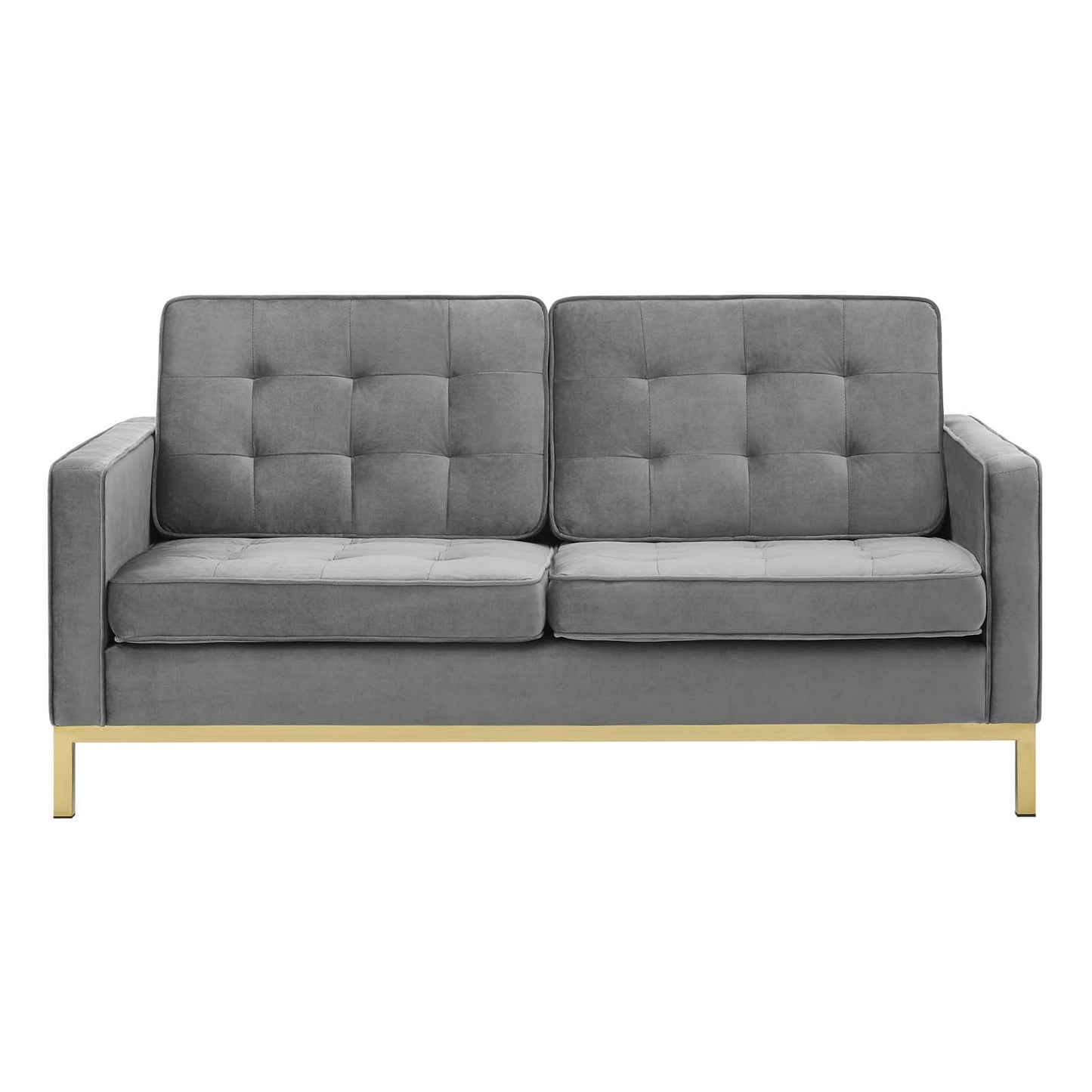 Modway Outlet Loft Gold Stainless Steel Leg Performance Velvet Loveseat by Modway  Living Room Furniture Gold Gray - EEI-3390-GLD-GRY