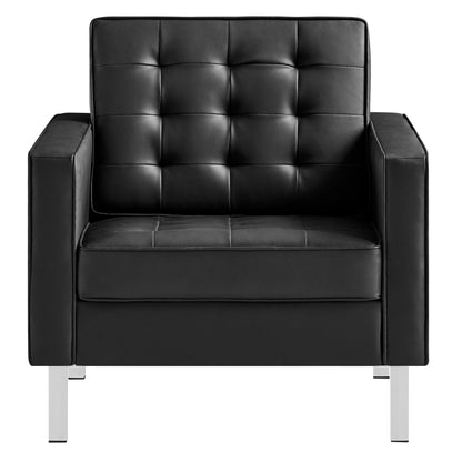 Modway - Loft Tufted Vegan Leather Armchair by Modway  Living Room Sofas and Armchairs Black - EEI-3391-SLV-BLK