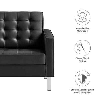 Modway - Loft Tufted Vegan Leather Armchair by Modway  Living Room Sofas and Armchairs Black - EEI-3391-SLV-BLK