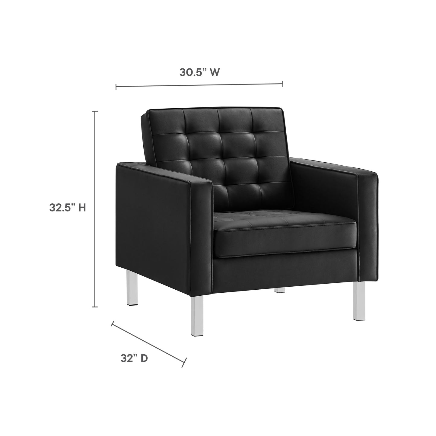 Modway - Loft Tufted Vegan Leather Armchair by Modway  Living Room Sofas and Armchairs Black - EEI-3391-SLV-BLK
