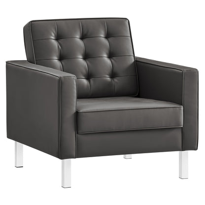 Modway - Loft Tufted Vegan Leather Armchair by Modway  Living Room Sofas and Armchairs Gray - EEI-3391-SLV-GRY