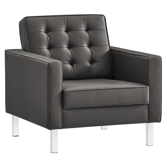Modway - Loft Tufted Vegan Leather Armchair by Modway  Living Room Sofas and Armchairs Gray - EEI-3391-SLV-GRY