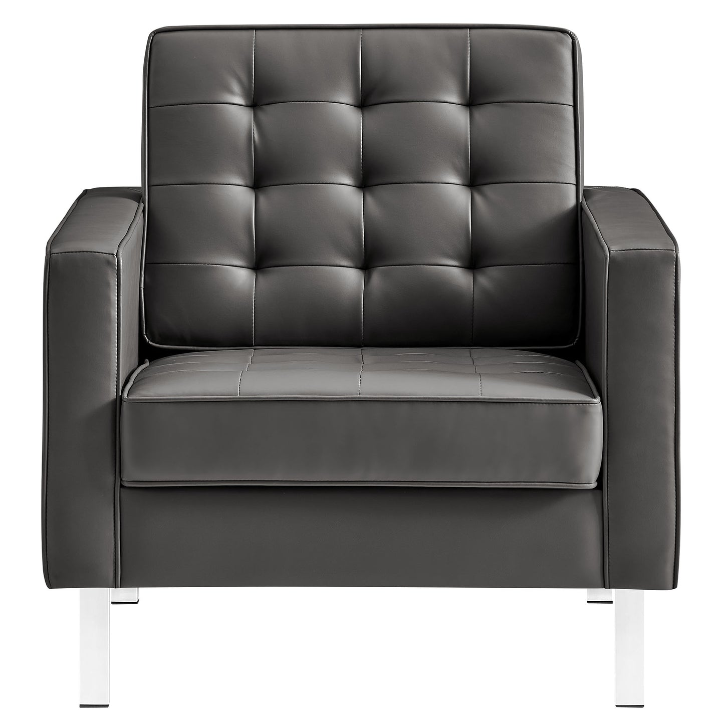 Modway - Loft Tufted Vegan Leather Armchair by Modway  Living Room Sofas and Armchairs Gray - EEI-3391-SLV-GRY