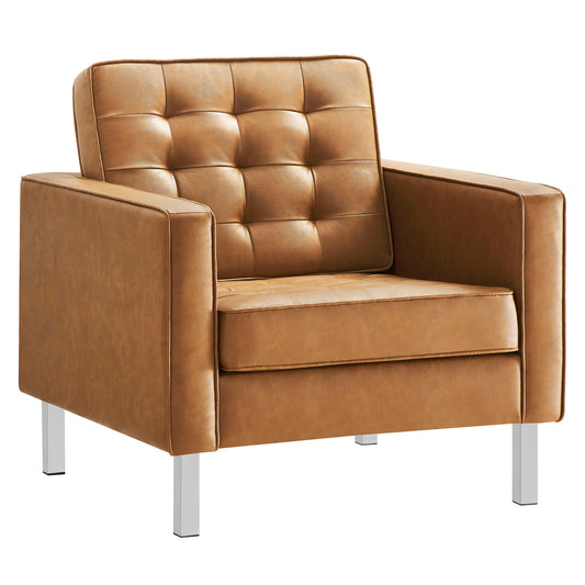 Modway - Loft Tufted Vegan Leather Armchair by Modway  Living Room Sofas and Armchairs Brown - EEI-3391-SLV-TAN