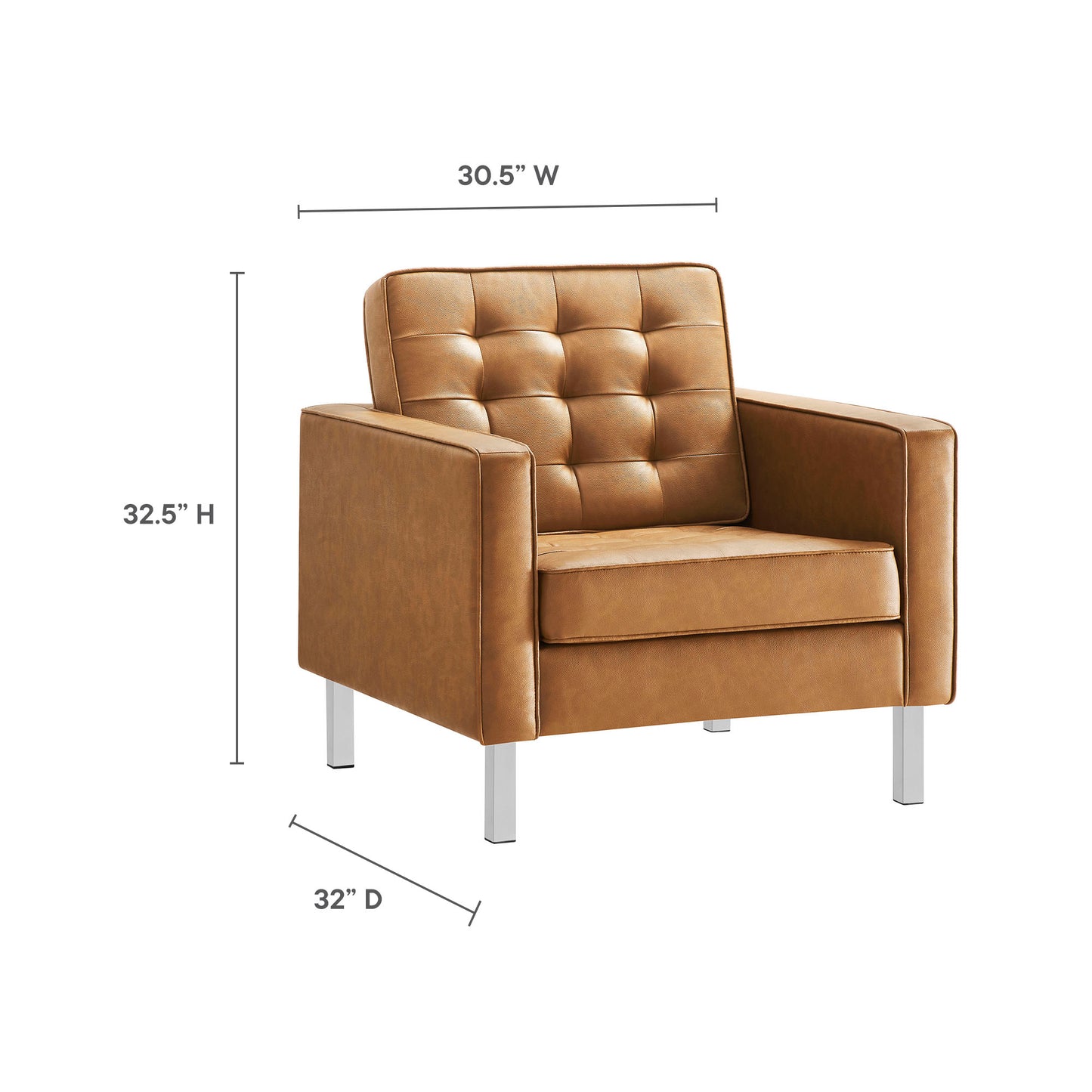 Modway - Loft Tufted Vegan Leather Armchair by Modway  Living Room Sofas and Armchairs Brown - EEI-3391-SLV-TAN