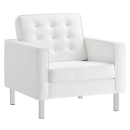 Modway - Loft Tufted Vegan Leather Armchair by Modway  Living Room Sofas and Armchairs White - EEI-3391-SLV-WHI