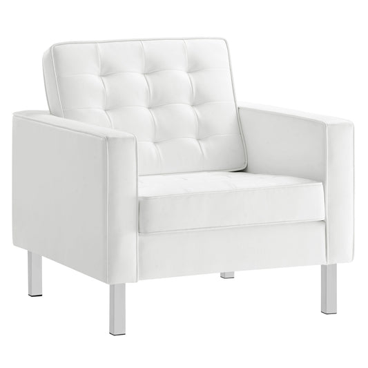 Modway - Loft Tufted Vegan Leather Armchair by Modway  Living Room Sofas and Armchairs White - EEI-3391-SLV-WHI