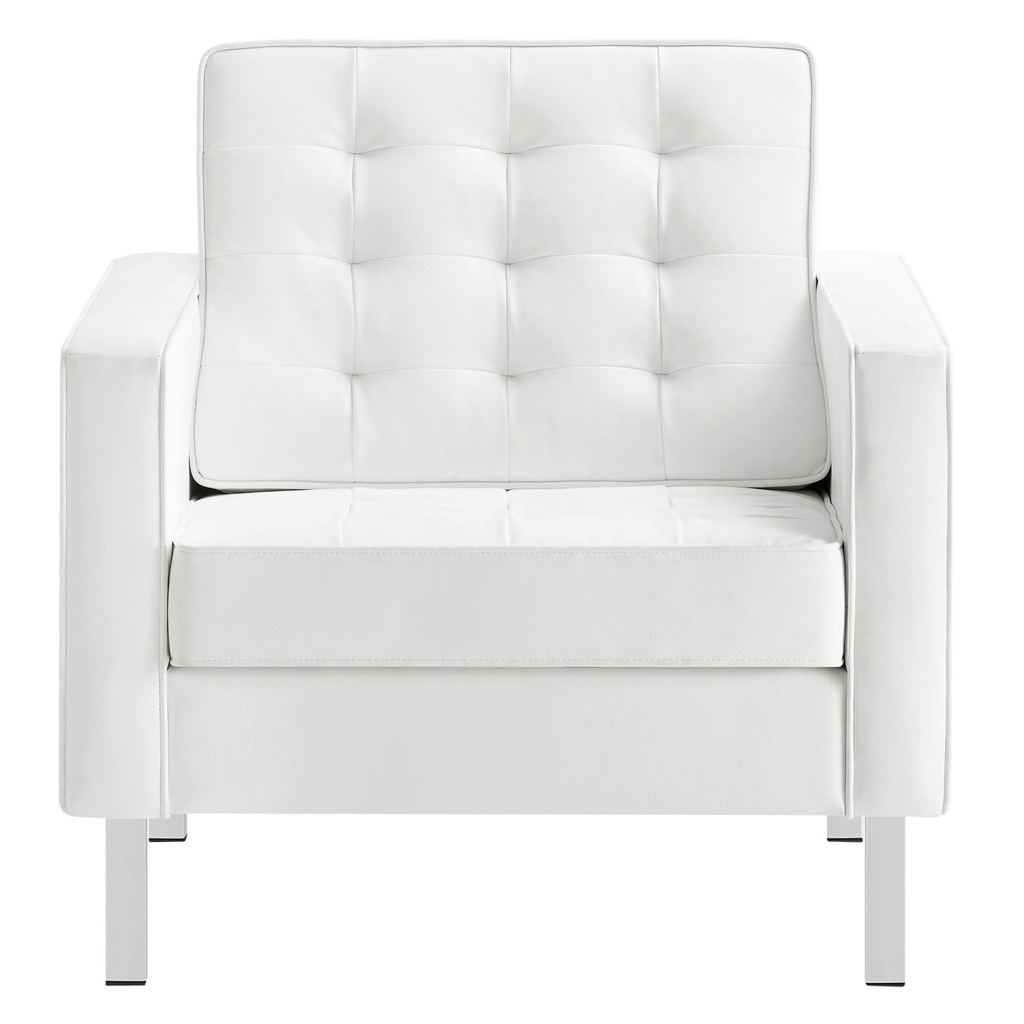 Modway - Loft Tufted Vegan Leather Armchair by Modway  Living Room Sofas and Armchairs White - EEI-3391-SLV-WHI
